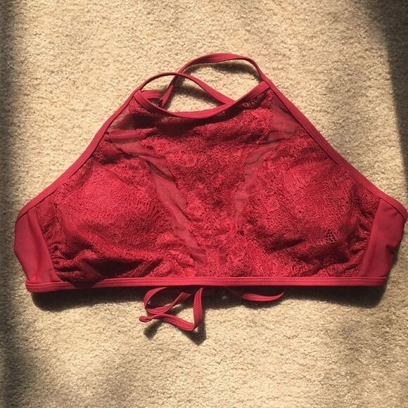 Xhilaration Other - Deep Red Sheer Lace Bikini Top